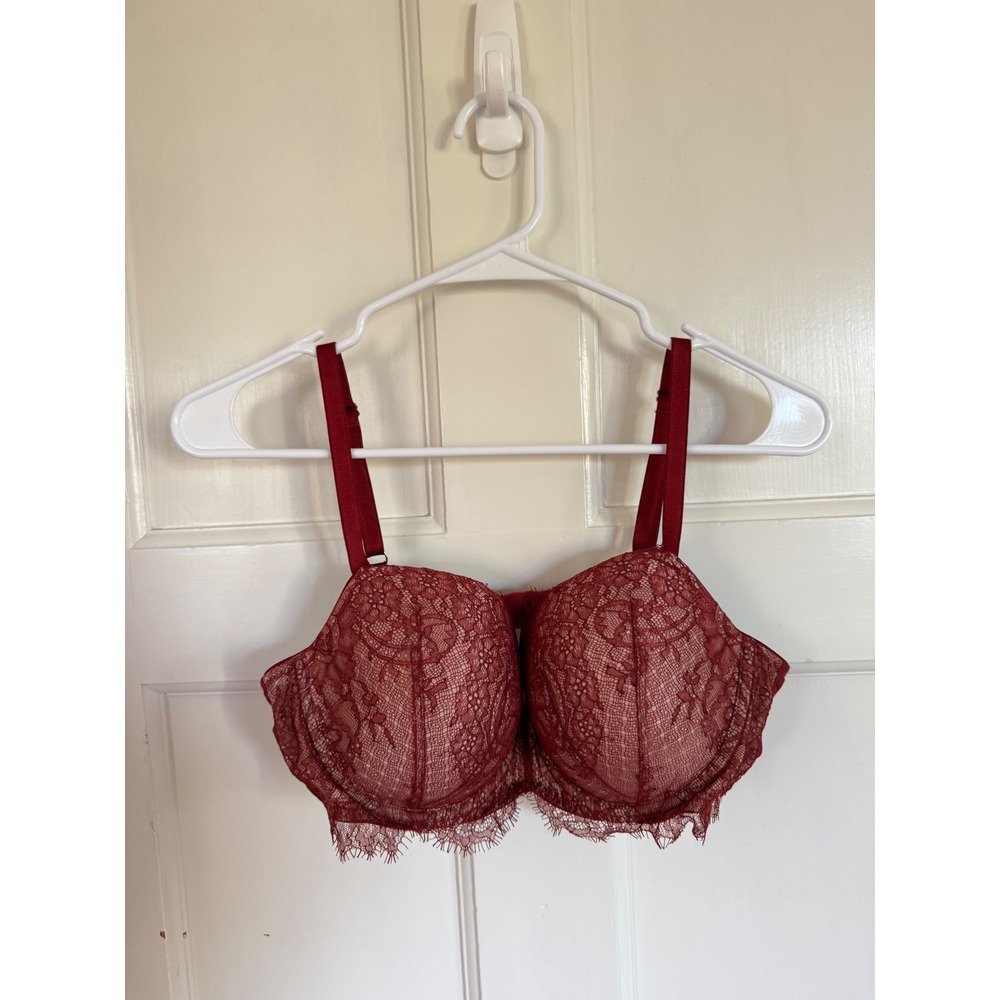 Victoria's Secret Dream Angels burgundy red lined Demi bra size 38C